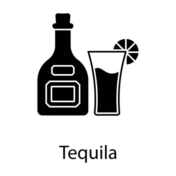 Tequila Alcoólica Vetor Ícone Sólido —  Vetores de Stock