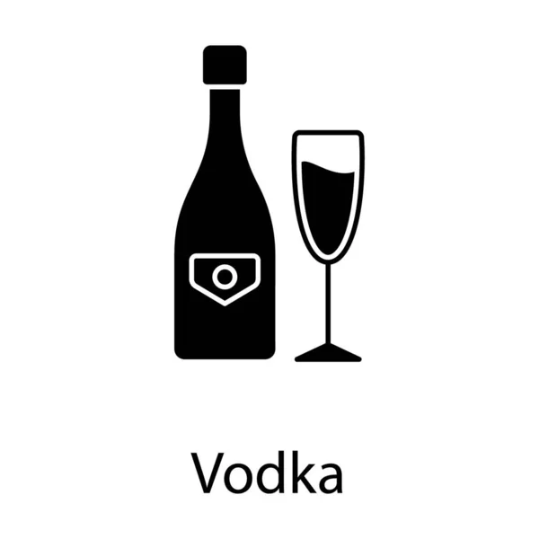 Botella Alcohol Con Vaso Vodka Icono Aislado Sobre Fondo Blanco — Vector de stock