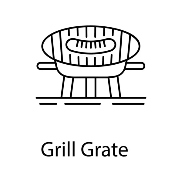 Outdoor Cooking Concept Grilled Sausage Line Icon Vector — Stock Vector