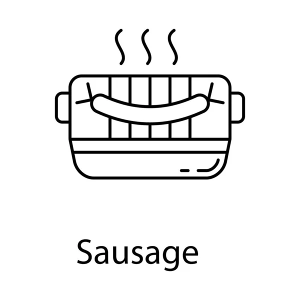Концепція Приготування Відкритому Повітрі Значок Лінії Ковбаси Грилі Вектор — стоковий вектор
