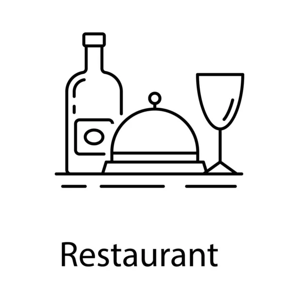 Repas Santé Dans Une Icône Ligne Restaurant — Image vectorielle