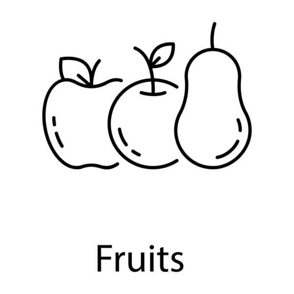 Alimentation Saine Vecteur Icône Ligne Fruits — Image vectorielle