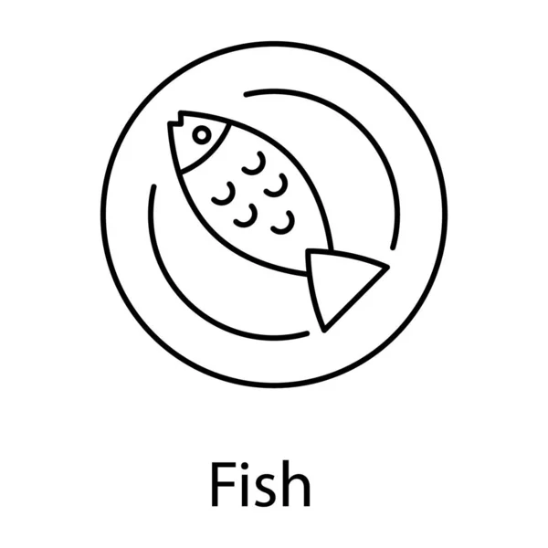 Белое Мясо Блюдо Морепродукты Икона Рыбы Линейке Векторов — стоковый вектор