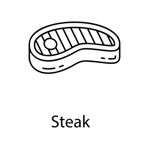 Rohe Fleischscheiben Steakline Symbol — Stockvektor