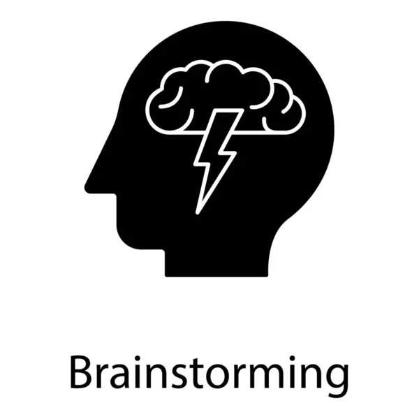 Konceptuell Ikon För Brainstorming Bult Inuti Mind Line Ikon — Stock vektor