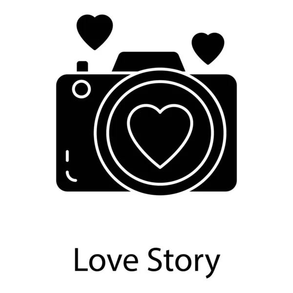 Вектор Любовной Истории Белом Фоне Поляроидная Камера — стоковый вектор