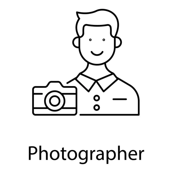 Man Met Camera Het Symbool Van Professionele Fotograaf — Stockvector