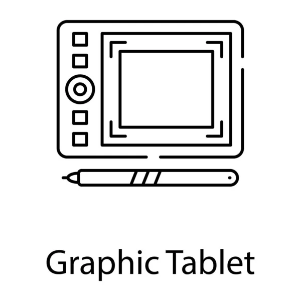 Tableta Lápiz Gráfico Línea Diseño — Vector de stock