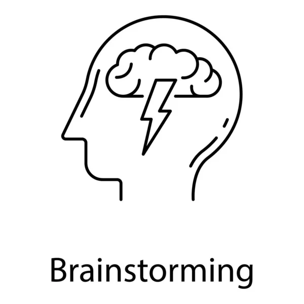 Conceptual Icon Brainstorming Bolt Mind Line Icon — Stock Vector