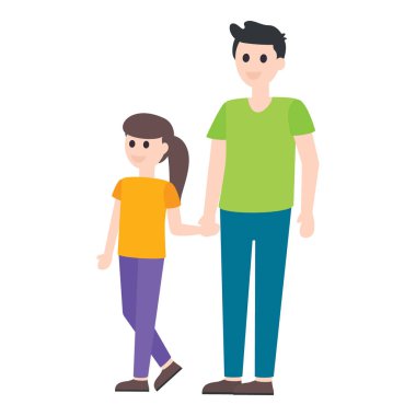 Baba ile kızı, babalık karakteri düz vektör.