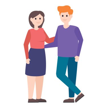 Beyaz arkaplanda izole edilmiş çift düz vektör karakteri.