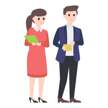 Beyaz arkaplan üzerinde meslektaş vektör karakterinin düz modayı.