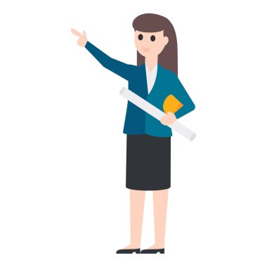 İnşaat alanının ve inşaatın planlarını elinde tutan mimar kadın.