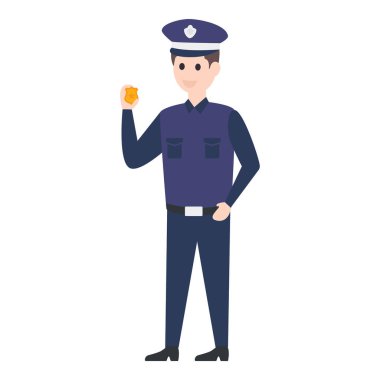 Güvenlik kalkanı, güvenlik görevlisi düz vektör gösteriyor..