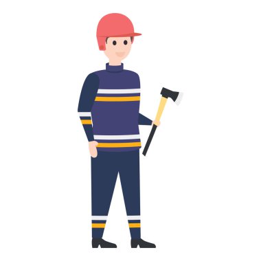 Balta tutan adam, oduncu vektör düz karakter beyaz arka planda.