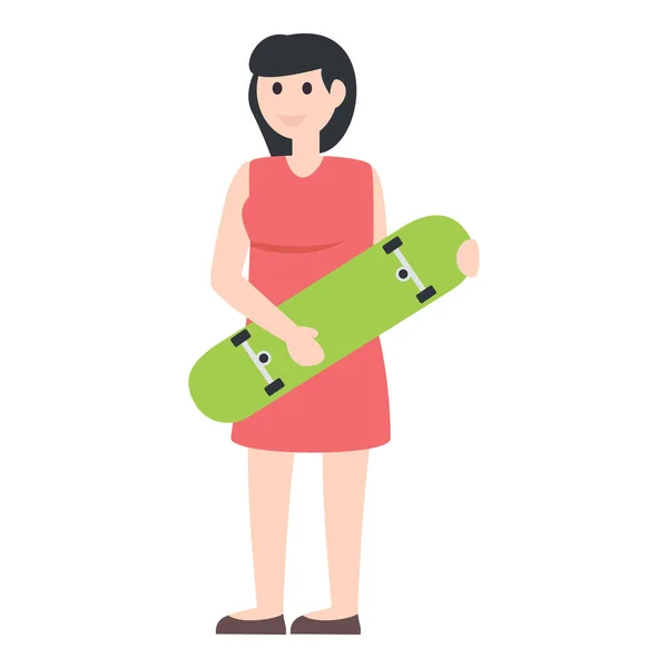 Fille Sur Vecteur Planche Roulettes Fille Skateboard Personnage Plat — Image vectorielle