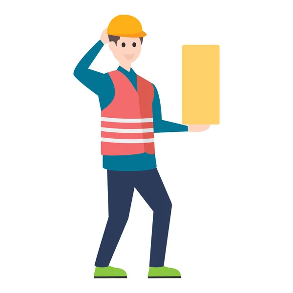 Person Holding Bricks Labor Man Vector Flat Character — Stock Vector
