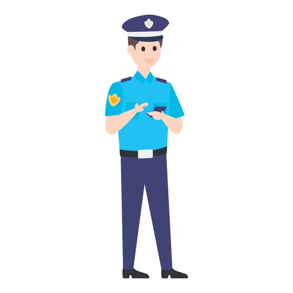 Agente Polizia Vettore Carattere Poliziotto Stile Piatto Alla Moda — Vettoriale Stock