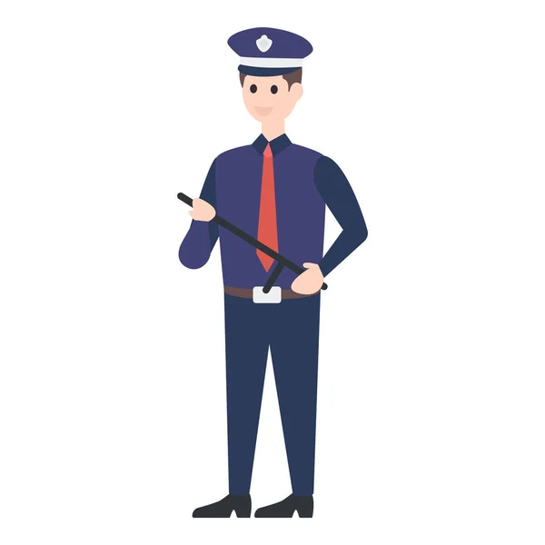 Policía Vector Oficial Personaje Policía Estilo Plano Moda — Vector de stock