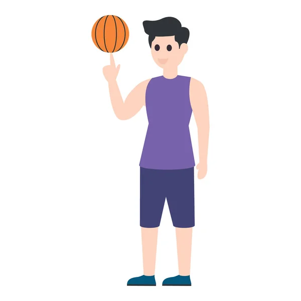 Basketball Joueur Tenant Ballon Personnage Plat Pour Les Applications Mobiles — Image vectorielle