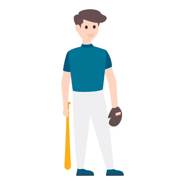 Hombre Sosteniendo Bate Béisbol Personaje Jugador Béisbol Fondo Limpio — Vector de stock
