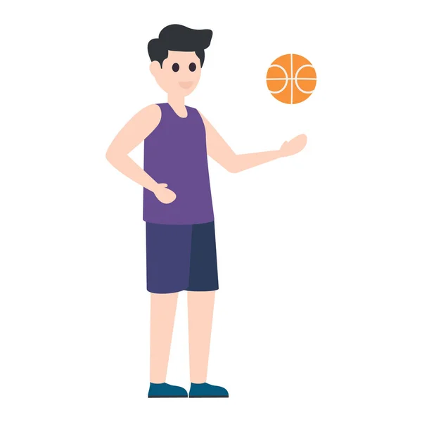 Баскетболист Держит Мяч Плоский Персонаж Мобильных Приложений Игр — стоковый вектор