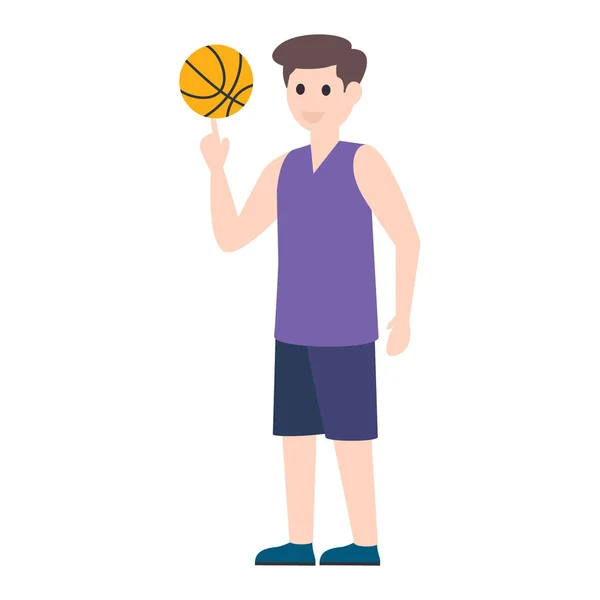 Basketbalspeler Met Bal Plat Karakter Voor Mobiele Apps Games — Stockvector