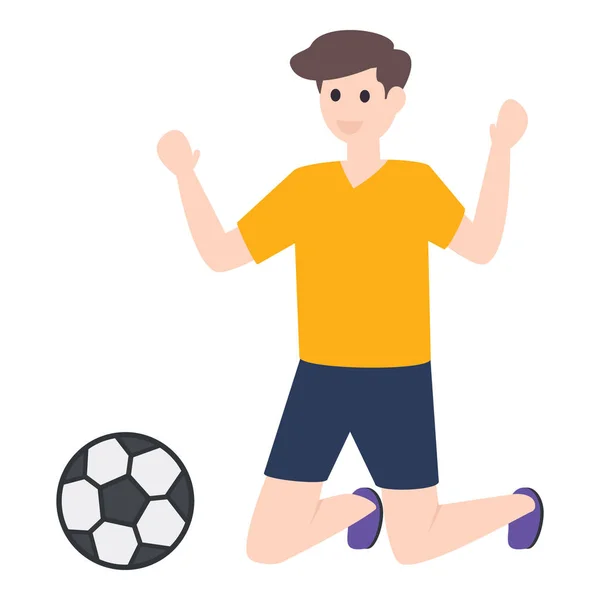 Football Joueur Personnage Sport Jeu Plat Vecteur — Image vectorielle