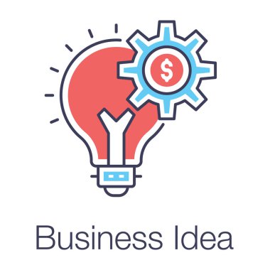 İş fikri ampul kavramına sahip iç dişli dolar. 