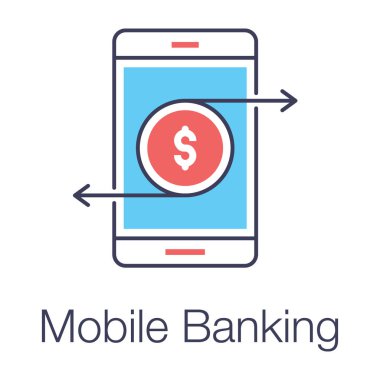 Cep telefonu içinde dolar, mobil bankacılık simgesi.