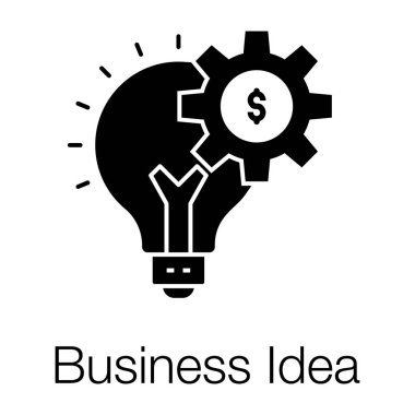 İş fikri ampul kavramına sahip iç dişli dolar. 