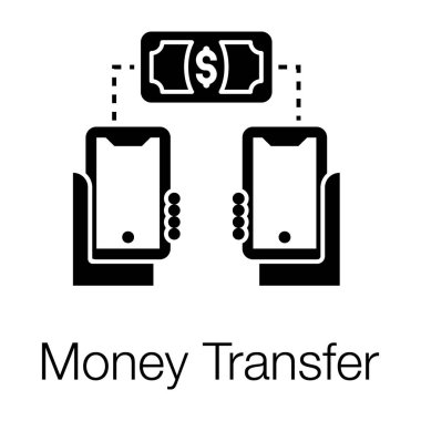 Para aktarım simgesi konseptine sahip iki cep telefonu