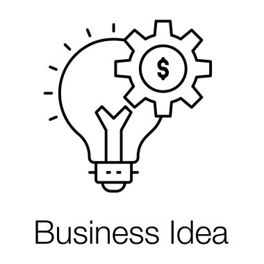 İş fikri ampul kavramına sahip iç dişli dolar. 