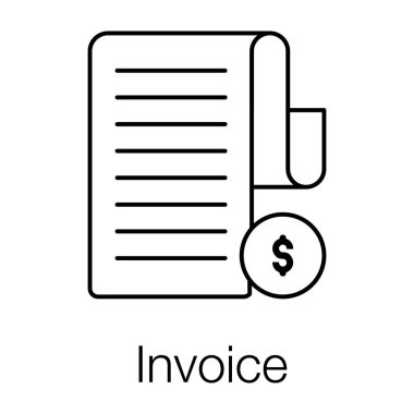 Dollar on paper, invoice paper icon in line design.