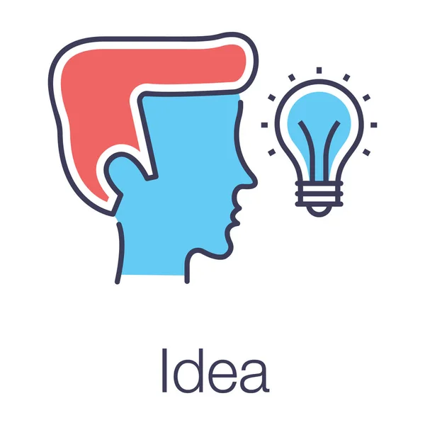 Avatar Light Bulb Idea Icon Flat Design — Stock Vector