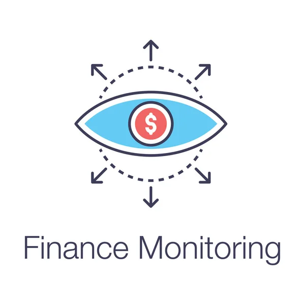 Dollar Intérieur Œil Icône Surveillance Financière Dans Design Plat — Image vectorielle