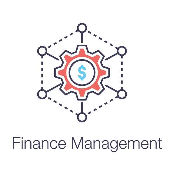 Dolar Vnitřní Ozubení Finanční Management Ikona Plochém Designu — Stockový vektor