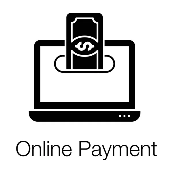 Banconota All Interno Del Computer Portatile Icona Pagamento Online — Vettoriale Stock