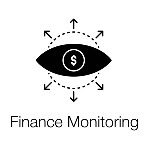 Dolar Uvnitř Oka Finanční Monitoring Ikona Glyf Designu — Stockový vektor