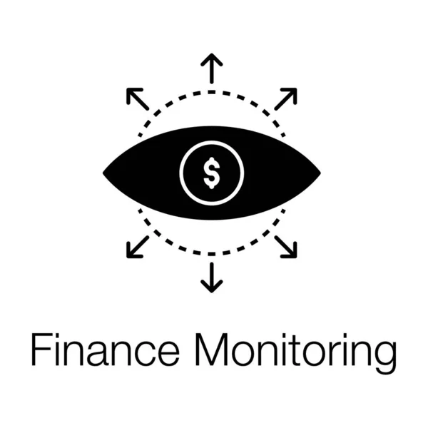 Dollar Inuti Ögat Finans Övervakning Ikon Glyf Design — Stock vektor