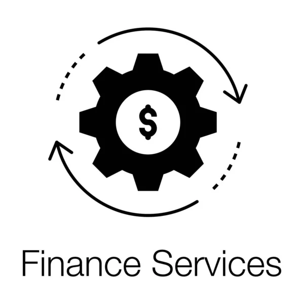 Dólar Dentro Engrenagem Ícone Serviço Financeiro —  Vetores de Stock