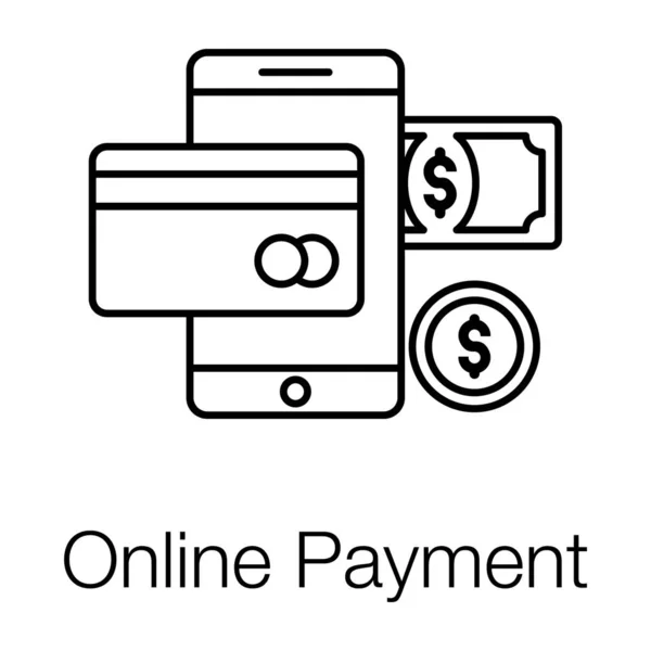 Mobile Avec Billets Concept Carte Bancaire Icône Paiement Ligne — Image vectorielle