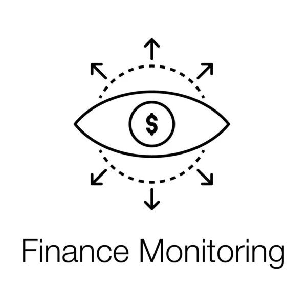 Dolar Uvnitř Oka Finanční Monitoring Ikona Line Designu — Stockový vektor