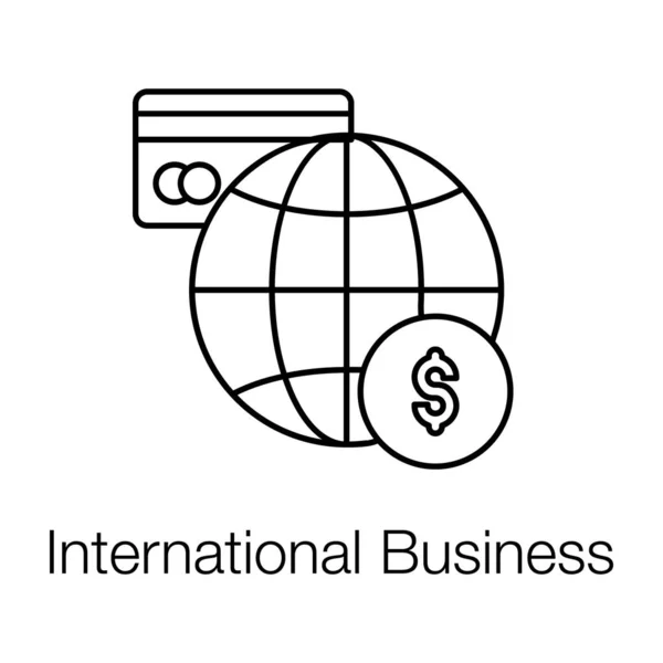 Ikona Globalnego Biznesu Projektowaniu Linii — Wektor stockowy