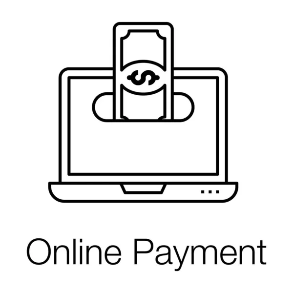 Bankbiljet Binnen Laptop Online Betaalpictogram — Stockvector