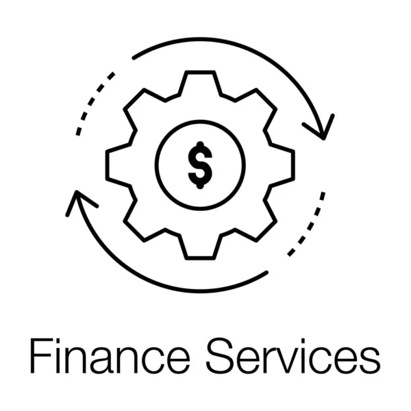 Долар Всередині Шестерні Піктограма Фінансового Обслуговування — стоковий вектор