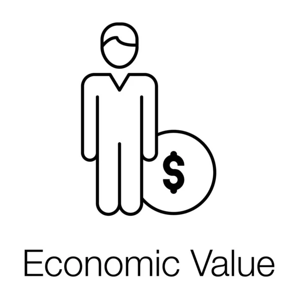 Dollar Mit Avatara Ökonomen Ikone Liniendesign — Stockvektor