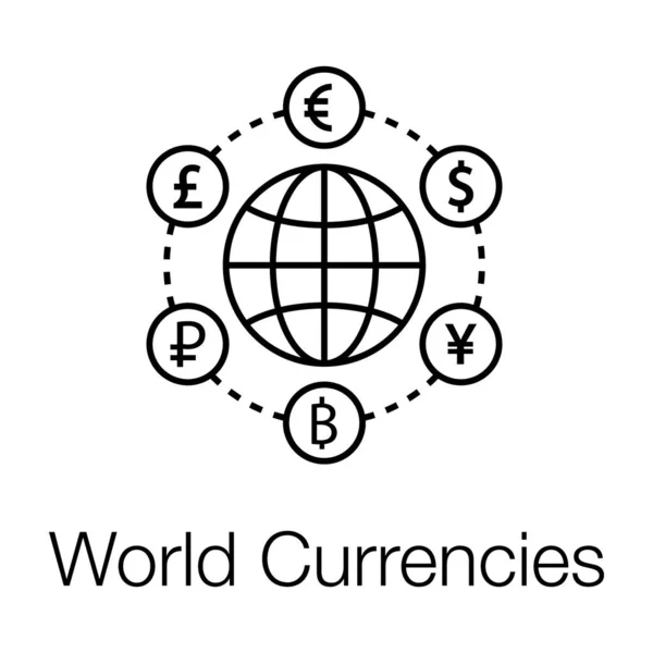 グローバルな取引所 行アイコンのグローバルな通貨概念 — ストックベクタ