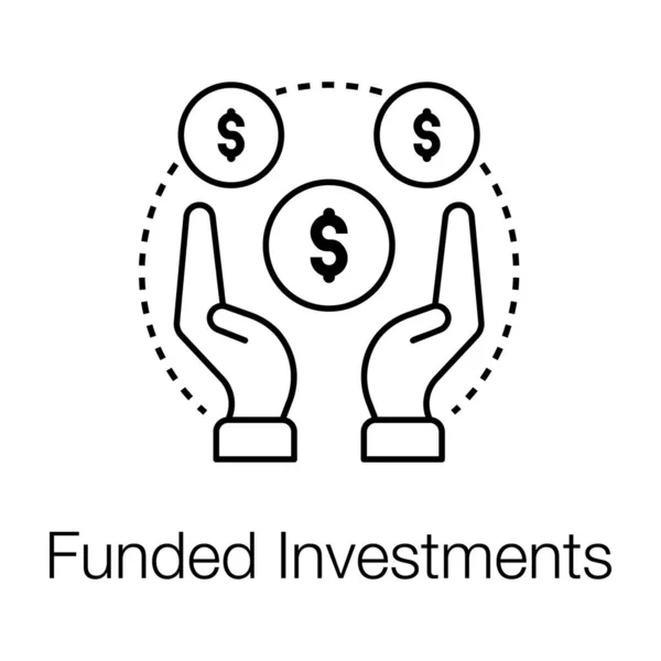 Dólar Dentro Das Mãos Ícone Investimento Design Linha — Vetor de Stock