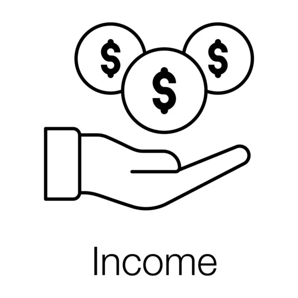 Dollar Hand Income Icon Line Design — Stock Vector